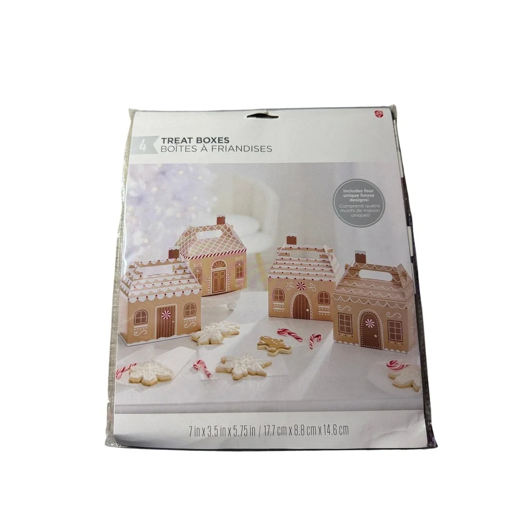 Gingerbread House Treat Boxes 4ct Brown NEW Holiday Gift Bags